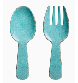 Supreme Housewares Crackle Melamine Salad Servers, Turquoise