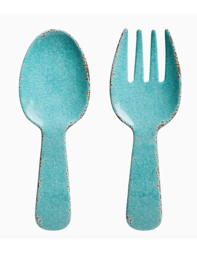 Supreme Housewares 2-Piece Crackle Melamine Salad Servers, Turquoise