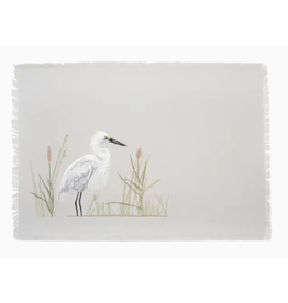 Embroidered WHITE EGRET on Beach Placemat