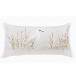 White Egret Pillow - Indoor Cotton Lumbar, 13x26