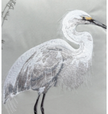 White Egret Pillow - Indoor Cotton Lumbar, 13x26