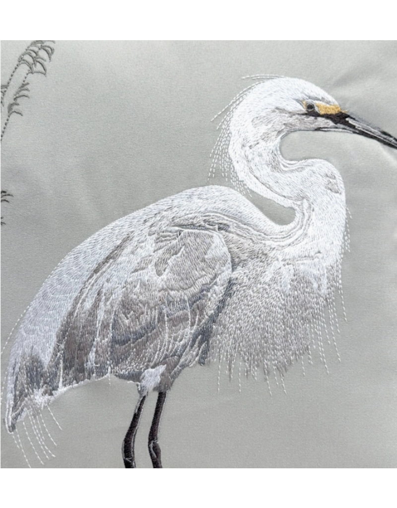 White Egret Pillow - Indoor Cotton Lumbar, 13x26