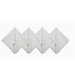 Embroidered WHITE EGRET Cotton Napkins, Set of 4