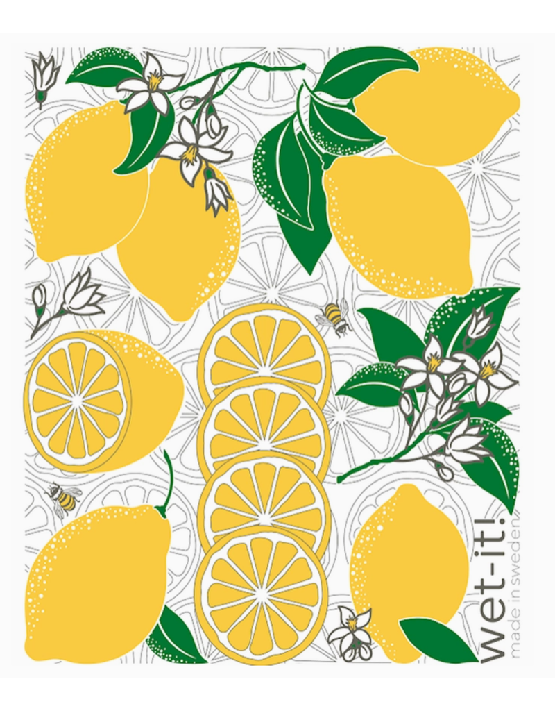 Wet-It Swedish Dish Cloth Lemons with Leaves, Bees