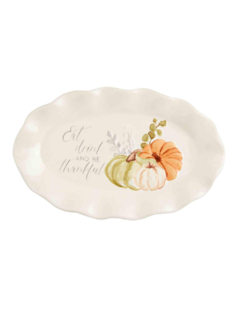 Mudpie Fall Oval Platter, Eat Drink Thankful, 8"