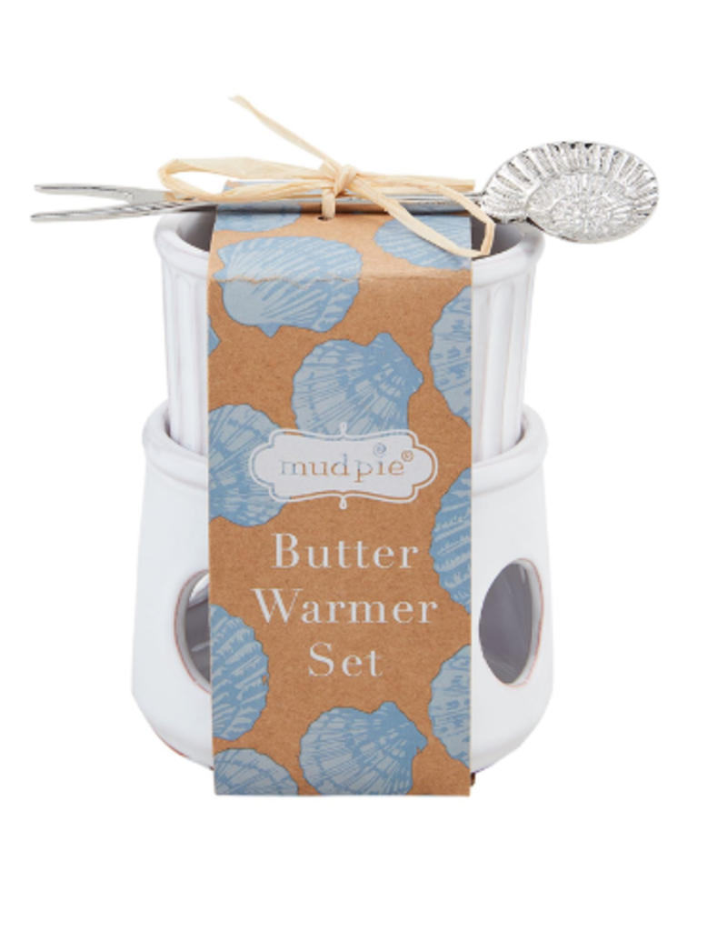 Mudpie Butter Warmer Set with Shell Seafood Fork