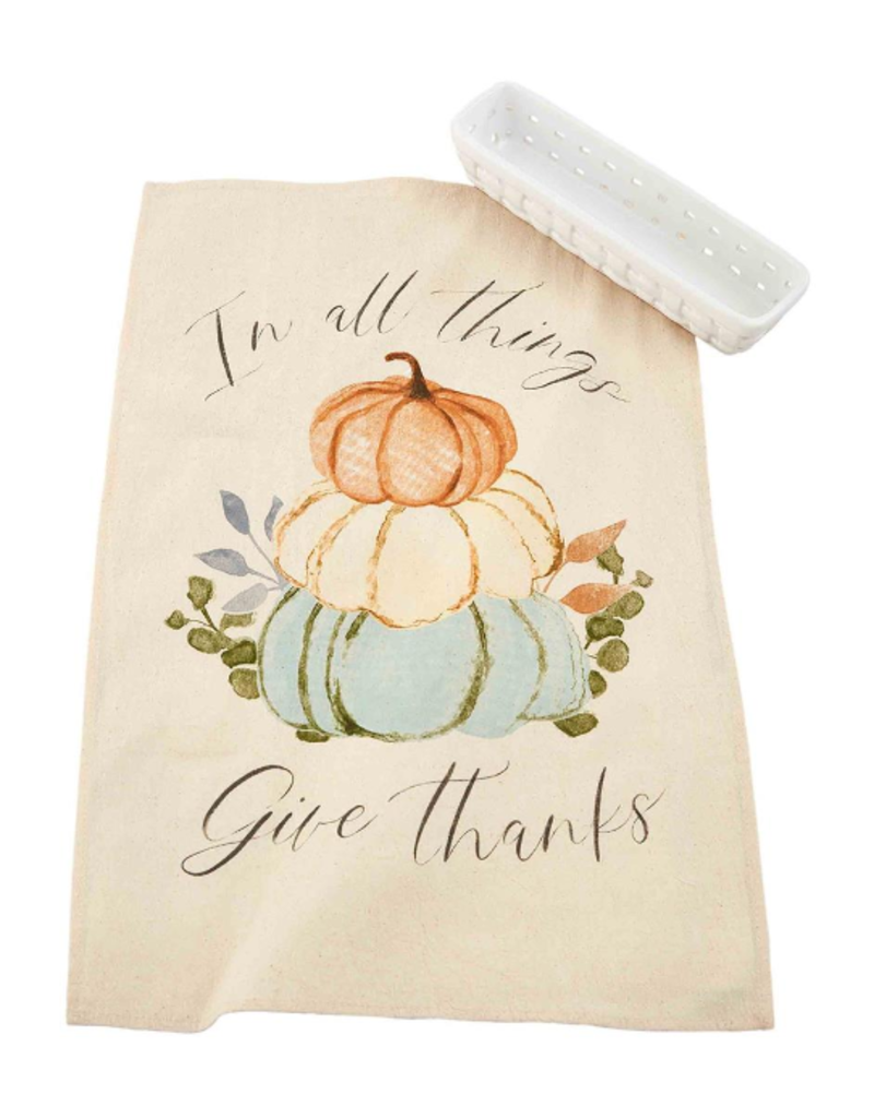 Mudpie Fall Gather Cracker Dish & Towel Set