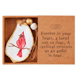 Mudpie Holiday Ornament, Handpainted Cardinal Oyster Shell