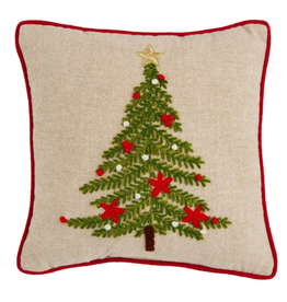 Mudpie Holiday Mini Pillow, Embroidered Christmas Tree