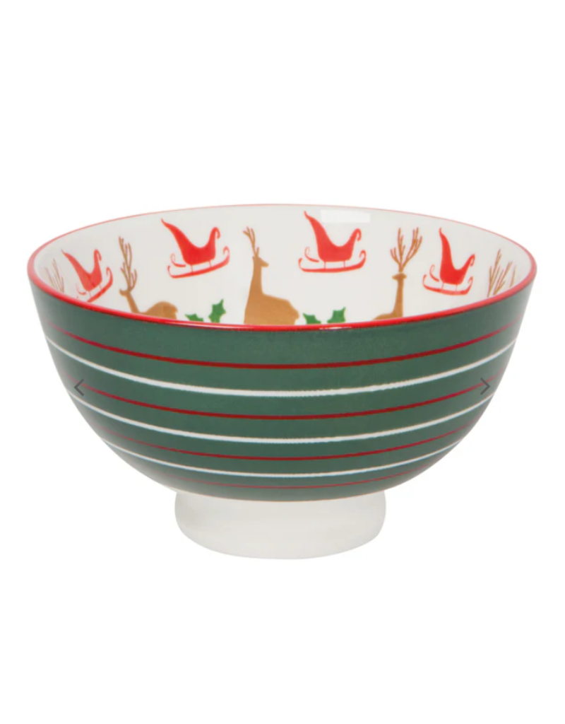 Now Designs Holiday Stamped Bowl 4" Santa's Reindeer