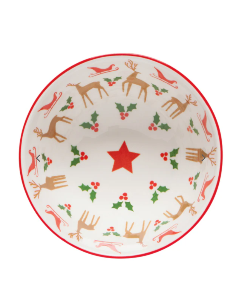 Now Designs Holiday Stamped Bowl 4" Santa's Reindeer