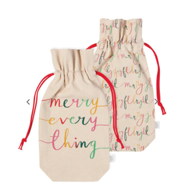 Now Designs Holiday Wine Bags, Merry Everything, Set of 2