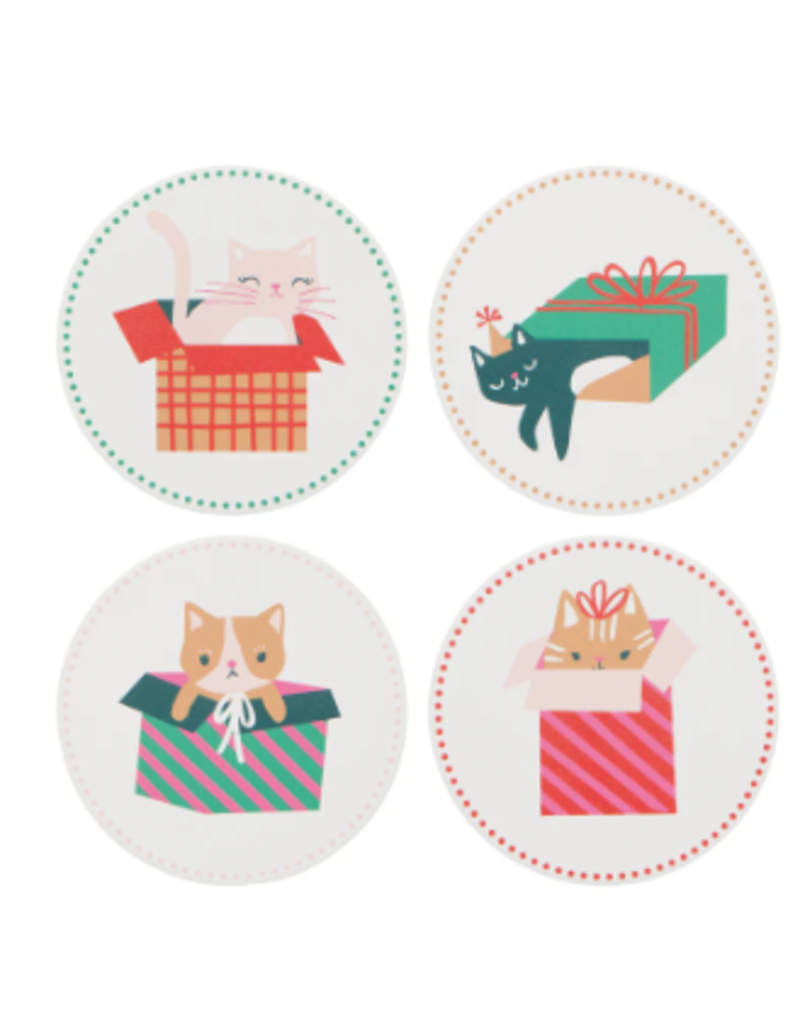 Now Designs Holiday Soak-Up Coasters, Cats Let it Meow, Set of 4