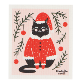 Now Designs Holiday Swedish Dish Cloth Santa Paws Black Cat now