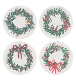 Now Designs Holiday Soak-Up Coasters, Wreaths, Set of 4