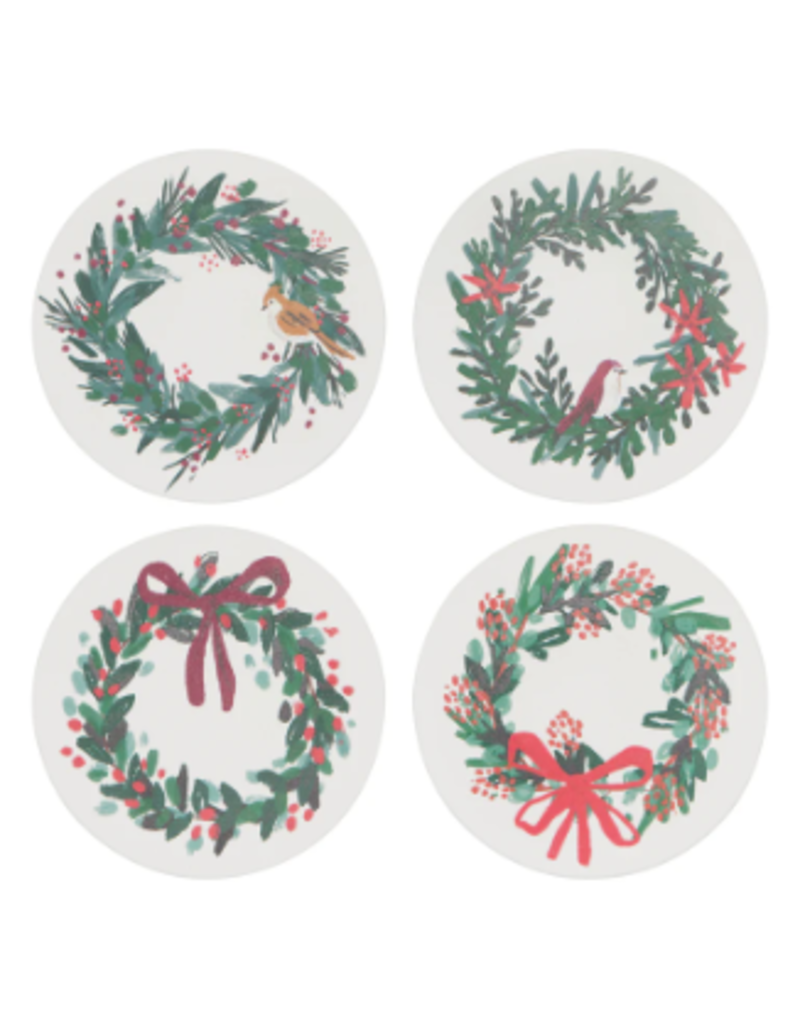 Now Designs Holiday Soak-Up Coasters, Wreaths, Set of 4