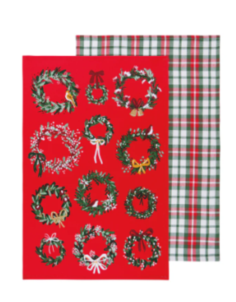 Now Designs Holiday Dish Towels, Wreaths, Set of 2