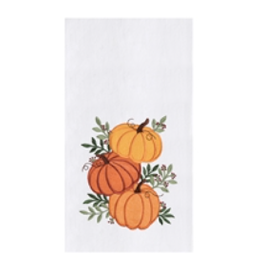 C and F Home Fall Towel, 3 Stacked ORANGE Pumpkin, floursack