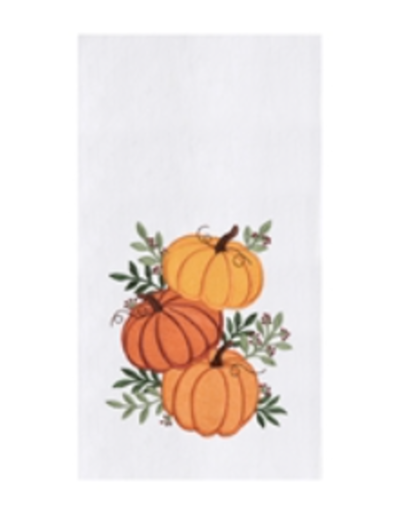 C and F Home Fall Towel, 3 Stacked ORANGE Pumpkin, floursack