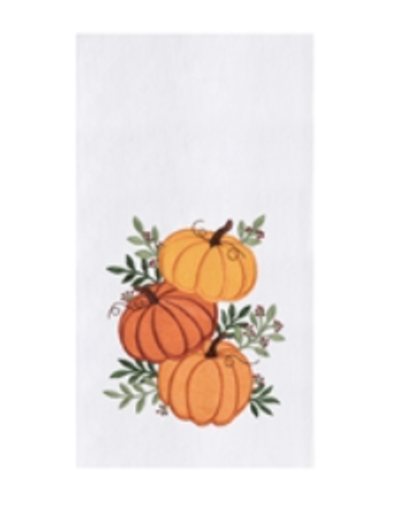 C and F Home Fall Towel, Stacked Pumpkin Trio, floursack