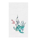 C and F Home Towel, Sea Turtle Sound w/orange fish, waffle weave