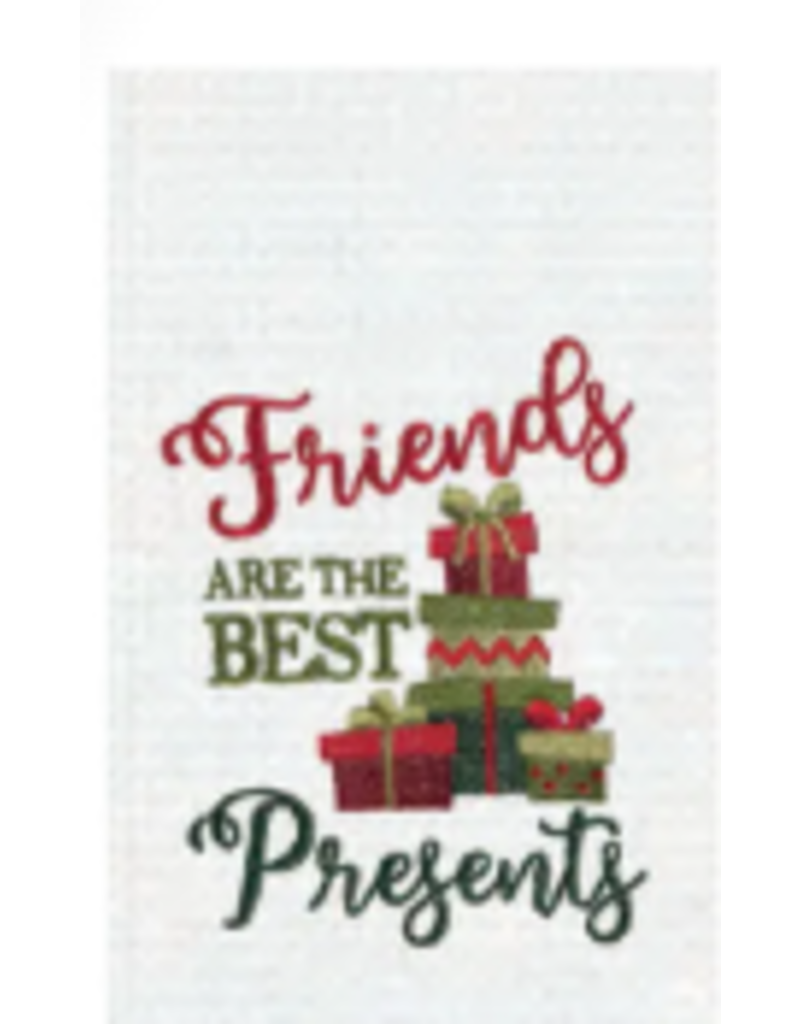 C and F Home Holiday Dish Towel, Friends Are Best Presents, waffle weave