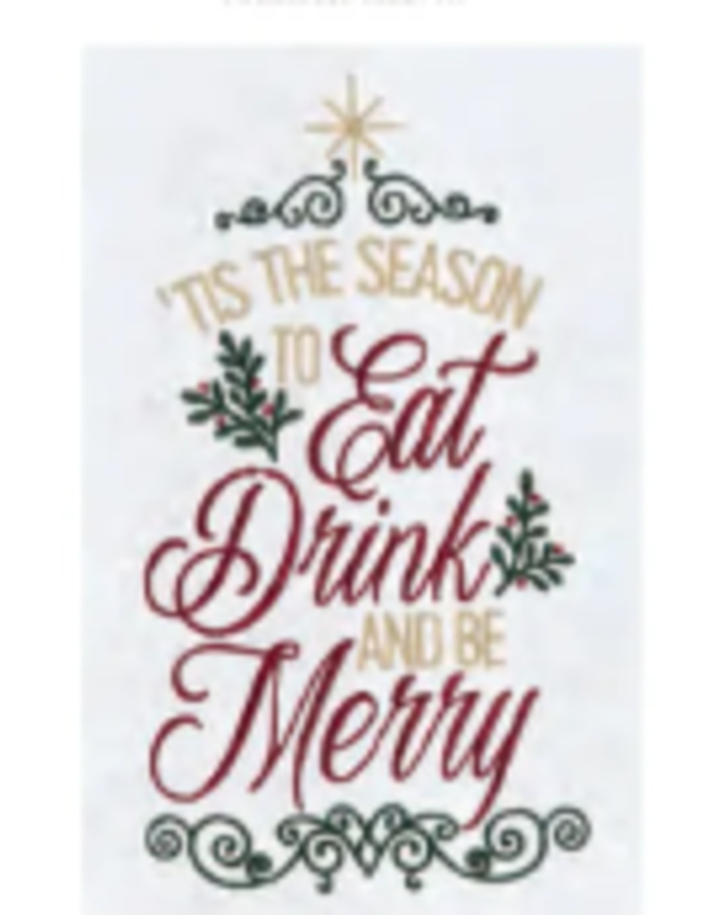 C and F Home Holiday Dish Towel, Eat Drink Be Merry, floursack