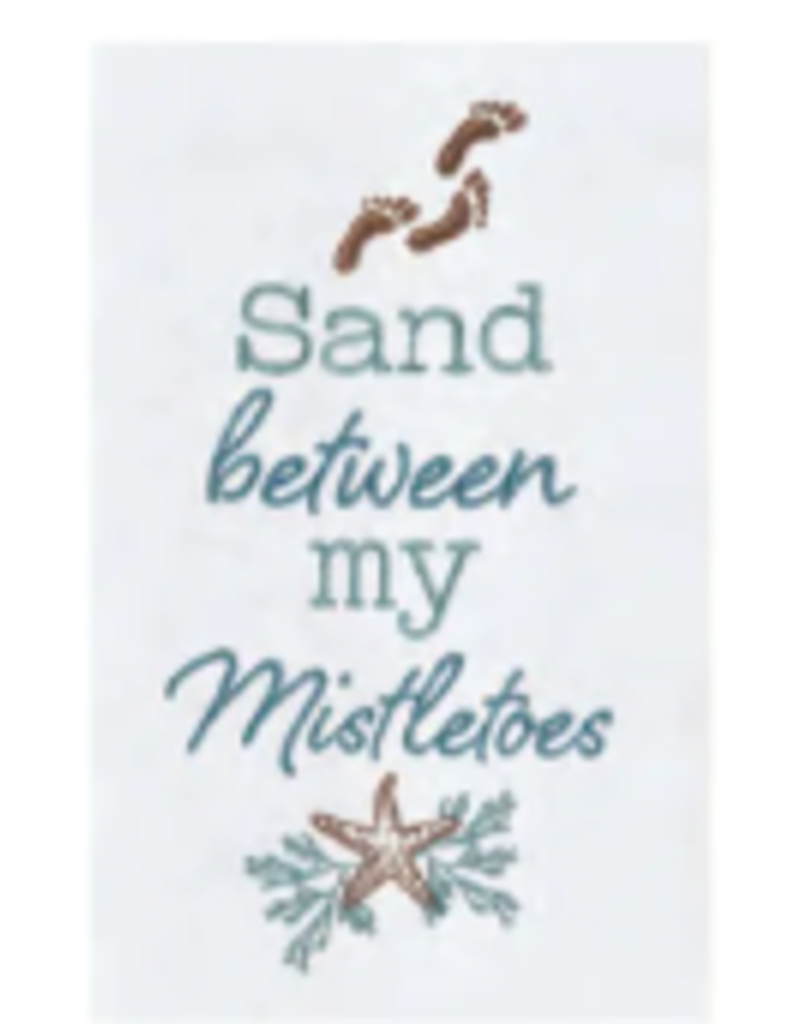 C and F Home Holiday Dish Towel, Sand Between Mistle-Toes, floursack