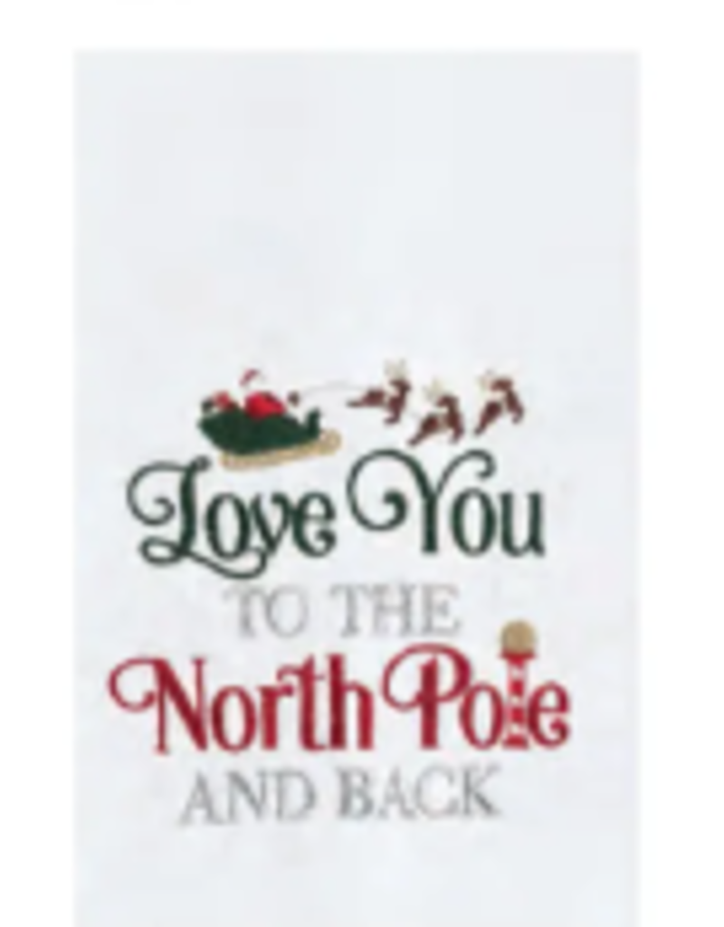 C and F Home Holiday Dish Towel, To the North Pole and Back, floursack