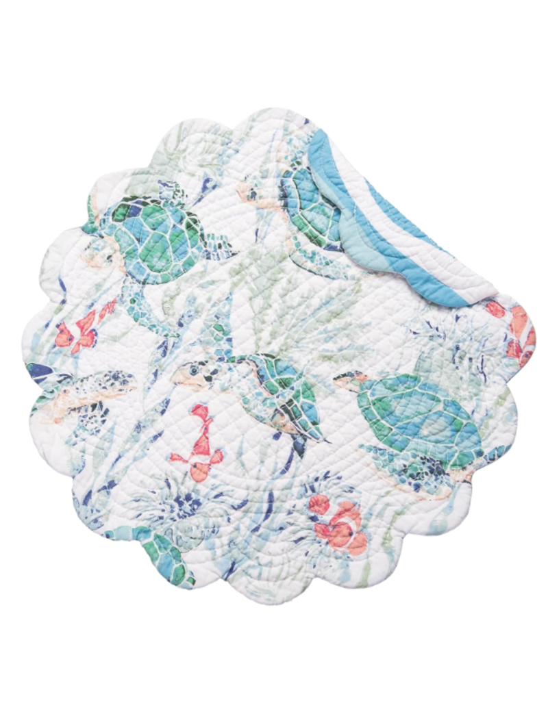 C and F Home Placemat, Sea Turtle Cove, Round Reversible