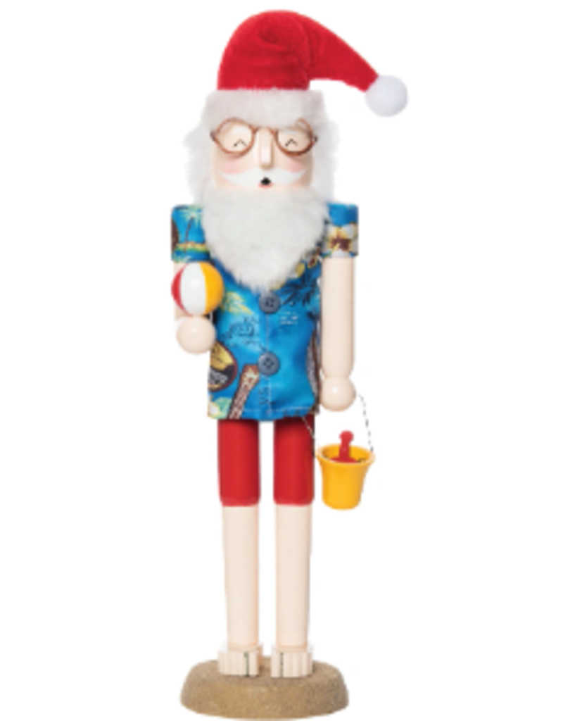 C and F Home Holiday Nutcracker Figurine, Beach Santa With Bucket