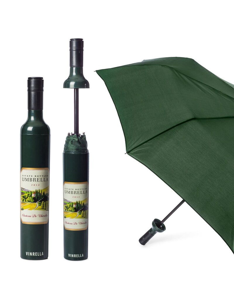 Vinrella Wine Bottle Umbrella - Green Estate Label-forest*