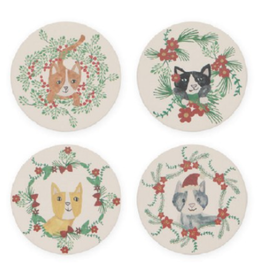 Now Designs Holiday Soak-Up Coasters, Cat Meowy Christmas, Set of 4