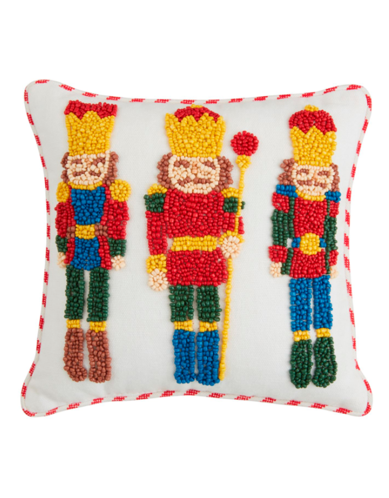 Mudpie HOLIDAY PILLOW, BEADED NUTCRACKERS
