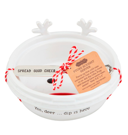 Mudpie Holiday Bowl and Spreader, DEER, Spread Good Cheer