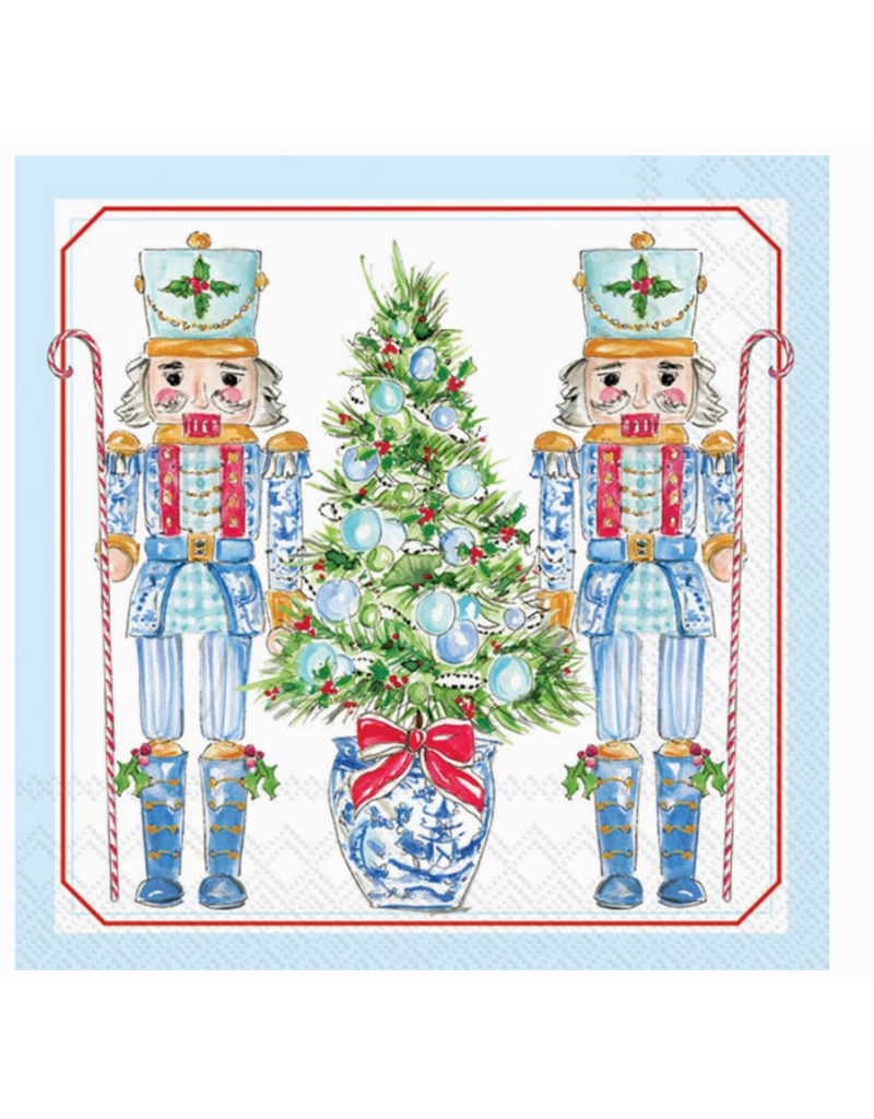 Boston International Holiday Cocktail Napkins, Blue Nutcrackers, 20x