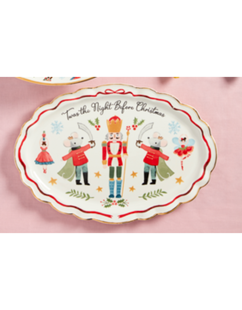 Mudpie Holiday Nutcracker Platter, Twas the Night Before Christmas, Oval, 14x9