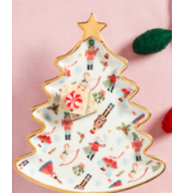 Mudpie Holiday Nutcracker Platter, Xmas Tree Shape, 9.5x8