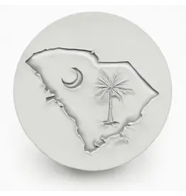 Hand-Crafted Absorbent Ceramic Coaster,  South Carolina State with Palmetto & Moon, SINGLE*