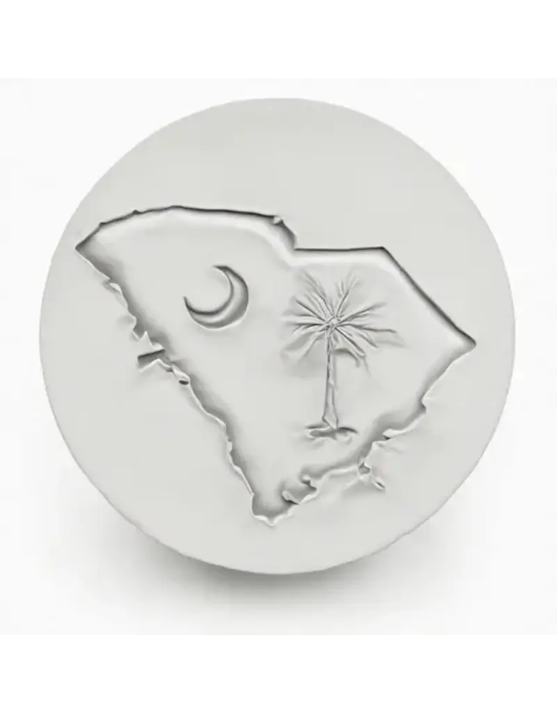 Hand-Crafted Absorbent Ceramic Coaster,  South Carolina State with Palmetto & Moon, SINGLE*