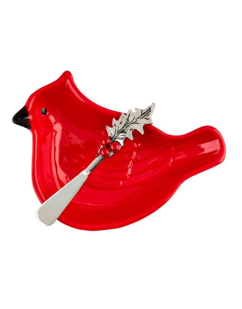 Mudpie Holiday Cardinal Dish with Spreader