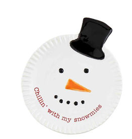 Mudpie Holiday Appetizer Plate, Chillin with SNOWMIES, 4"