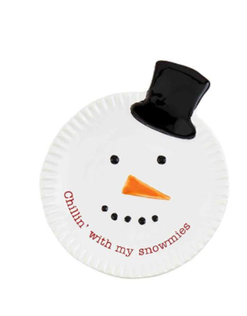 Mudpie Holiday Appetizer Plate, Chillin with SNOWMIES, 4"
