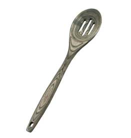 Island Bamboo/Wilshire Black Pakkawood Slotted Spoon, 12" discntd