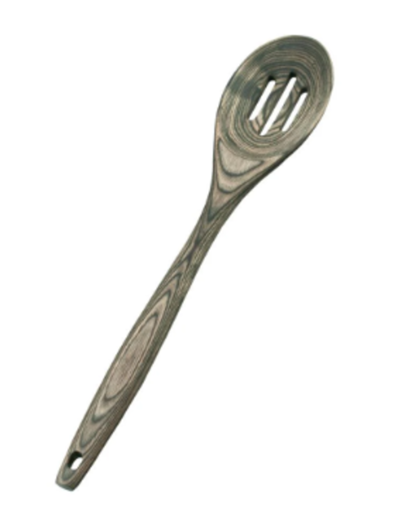 Island Bamboo/Wilshire Black Pakkawood Slotted Spoon, 12" discntd