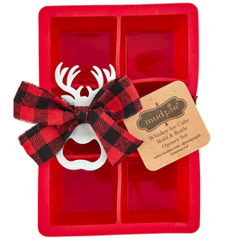 Mudpie Holiday RED Silicone Ice Cube Mold & Bottle Opener Set