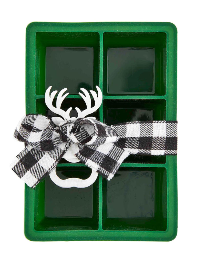 Mudpie Holiday GREEN Silicone Ice Cube Mold & Bottle Opener Set