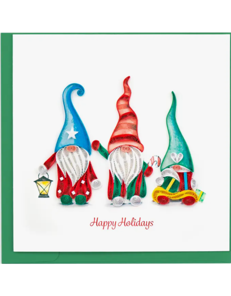 Quilling Card Holiday Greeting Card, Quill - Gnomes, 6x6
