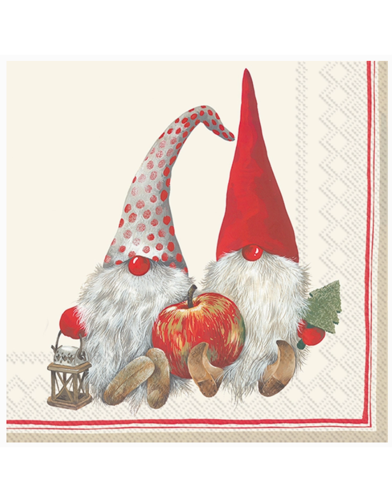 Boston International Holiday Cocktail Napkins, Friendly Tomte Red Gnome, 20x