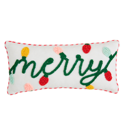 Mudpie Holiday Mini Pillow, "Merry" beaded